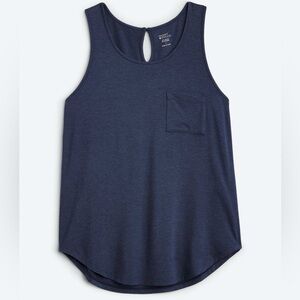 Market & Spruce Merrit One Pocket Knit Navy Tank Size 1X